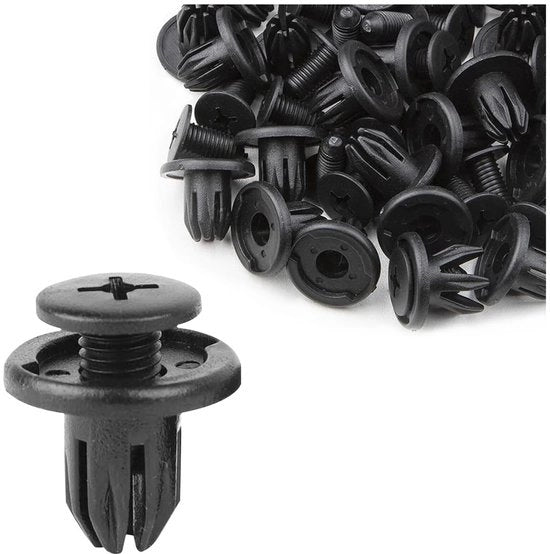 Viti di plastica a clip 30 pezzi - Clip di fissaggio in nylon - Fissaggio universale per bumper - Protezione da graffi - Resistenti al trascinamento e alla corrosione - Dimensioni 19,6 x 14 x 10 mm - Clip autoadesivi