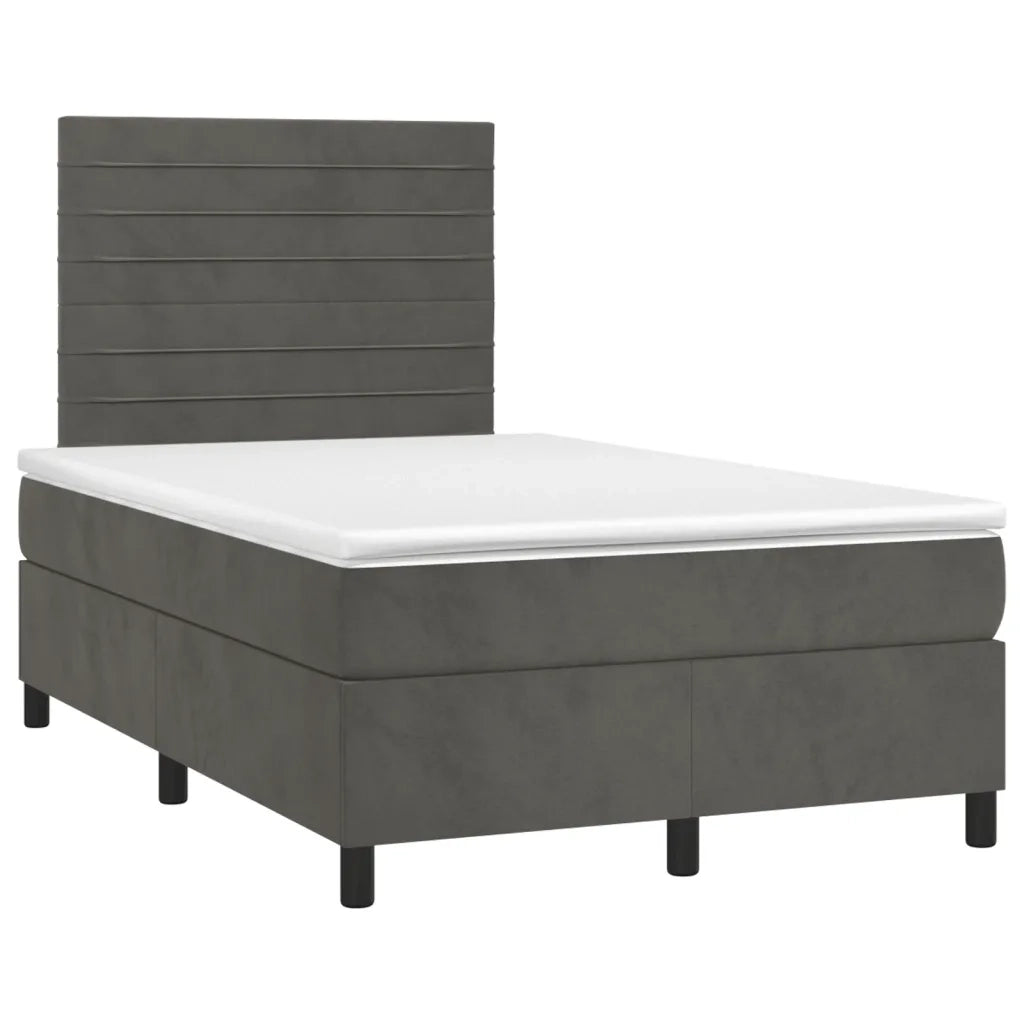 Letto a Molle Materasso e LED Grigio Scuro 120x190cm in Velluto 3270318