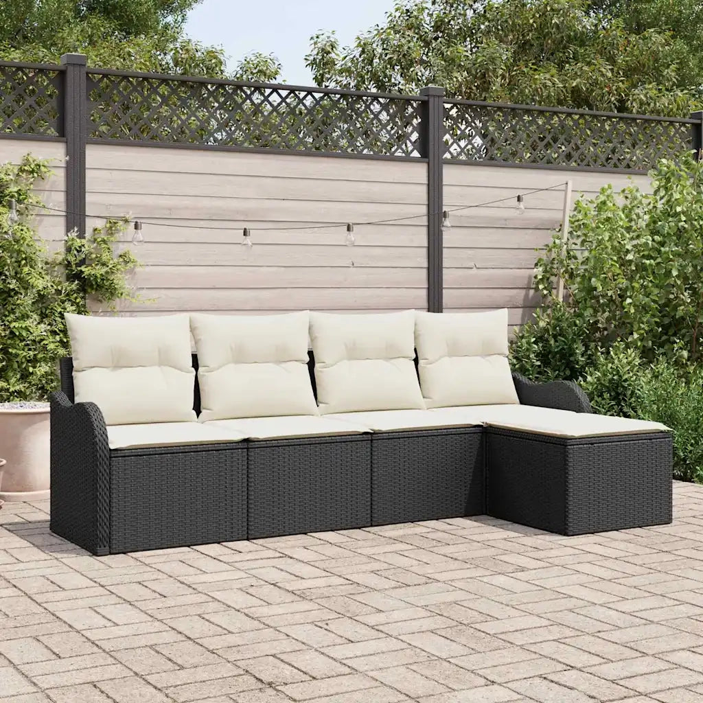 Set Divano da Giardino Nero polyrattan