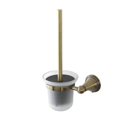 Portascopino a muro in vetro satinato e acciaio finitura bronzo kit di fissaggio incluso Iris
