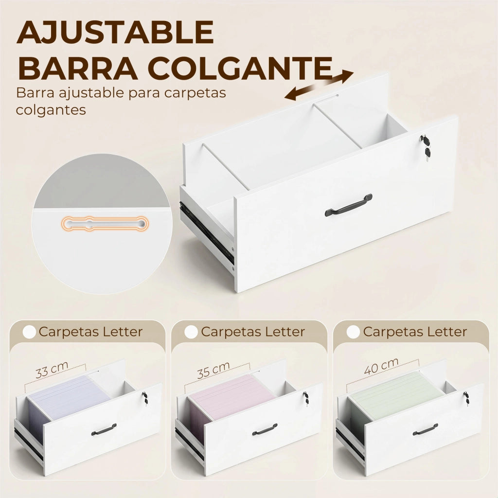 Cassettiera con scaffale 2 cassetti ¨C zephmum ¨C bianco
