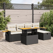 Set Divano da Giardino 6 pz con Cuscini Nero in Polyrattan 3328127