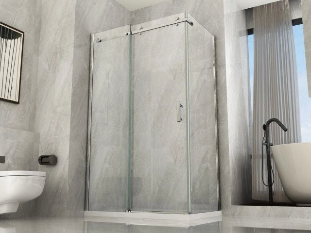 Box Doccia in Cristallo 8 MM Due Lati Fisso piu' Porta Scorrevole - Misura: 90 x 170 x h195 