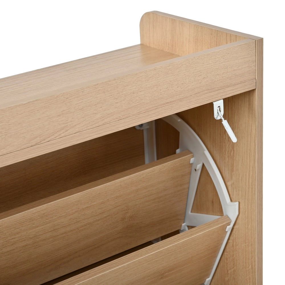 Scarpiera Nordica con Ante a Ribalta ¨C MINIMAL ¨C Rovere, 3 Ante, Slim, Ripiani Laterali