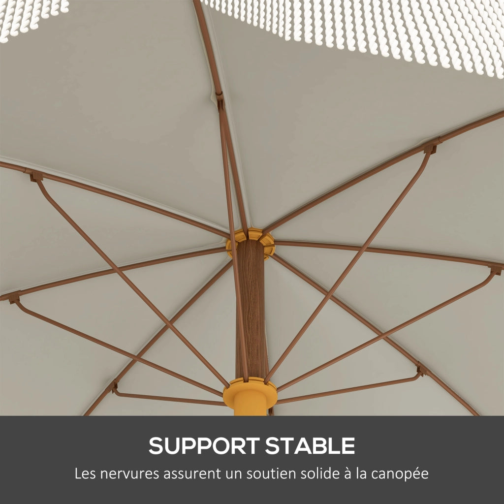 Ombrellone da esterno rotondo con frangia e protezione UV 40+ ¨C zephmum ¨C grigio chiaro