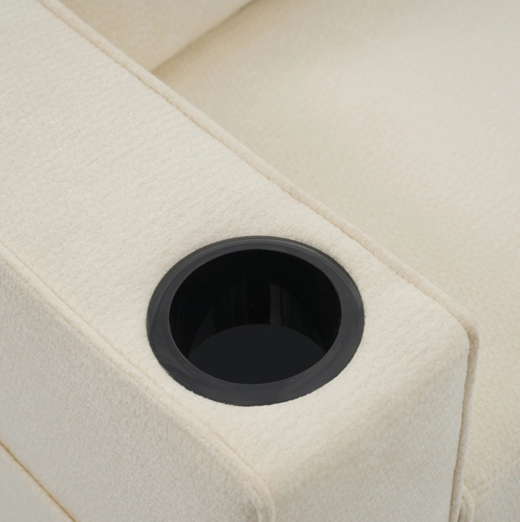 Divano letto 140x137x84 cm in ciniglia beige， 2 posti， con contenitore e USB