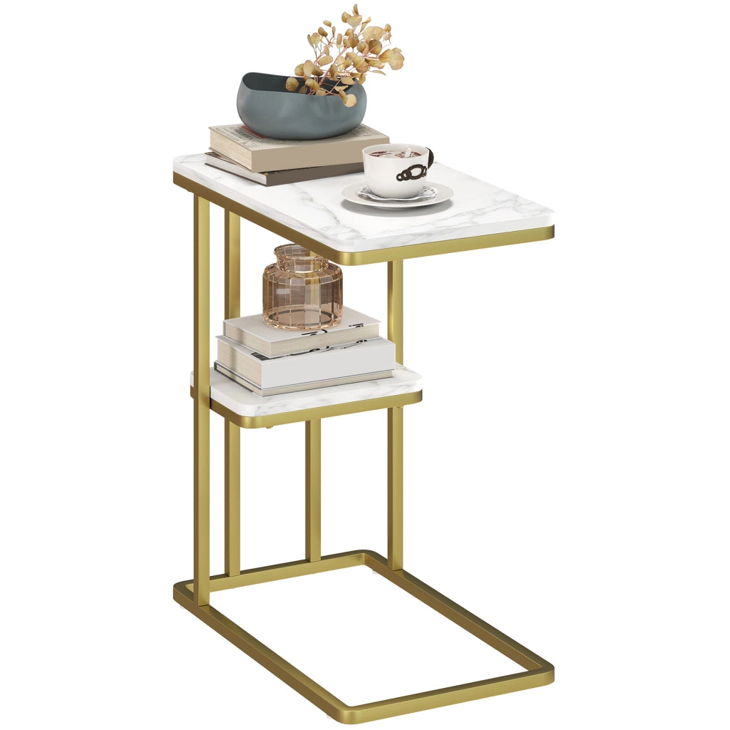 Tavolino da caff¨¨ ¨C zephmum ¨C 50x30x57.5 cm bianco effetto marmo