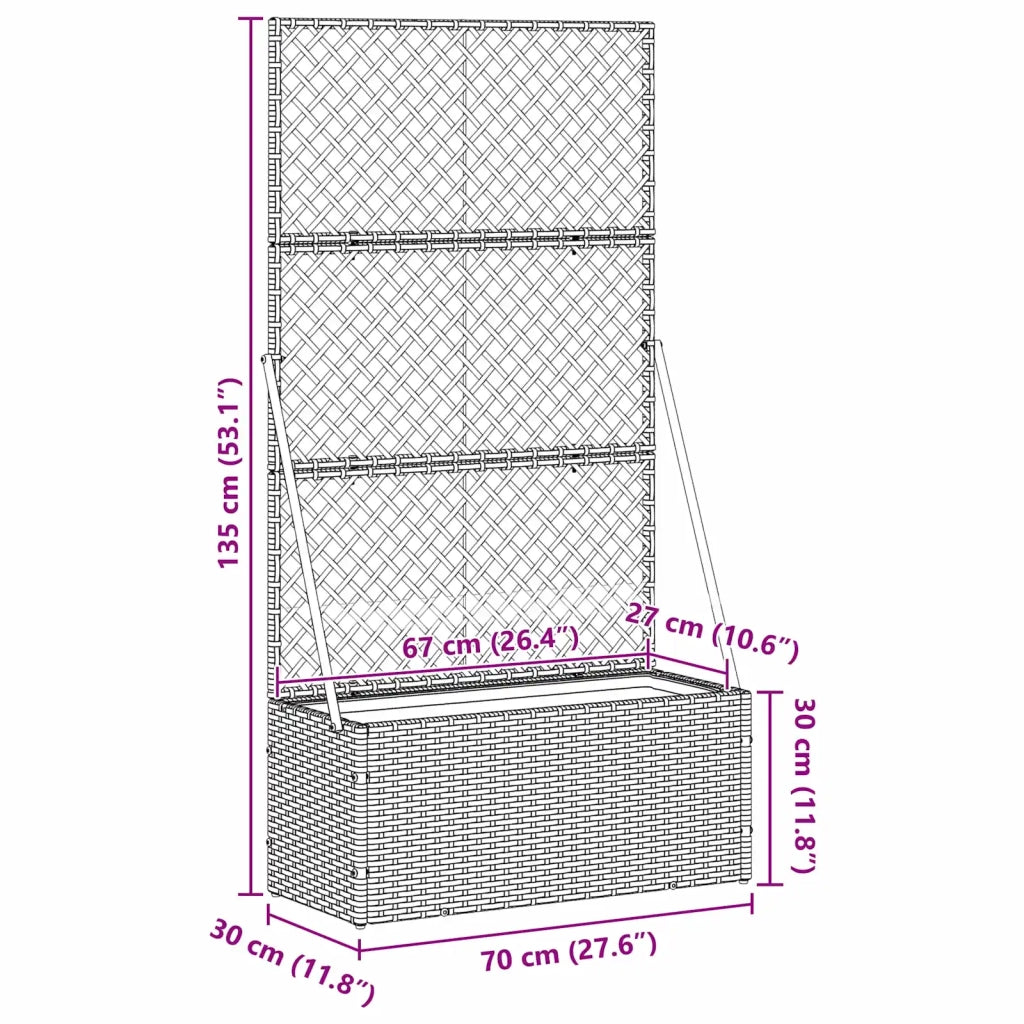 Vaso da giardino-Fioriera Esterno-Contenitore per Piante Nero 70 x 30 x 135 cm Metallo
