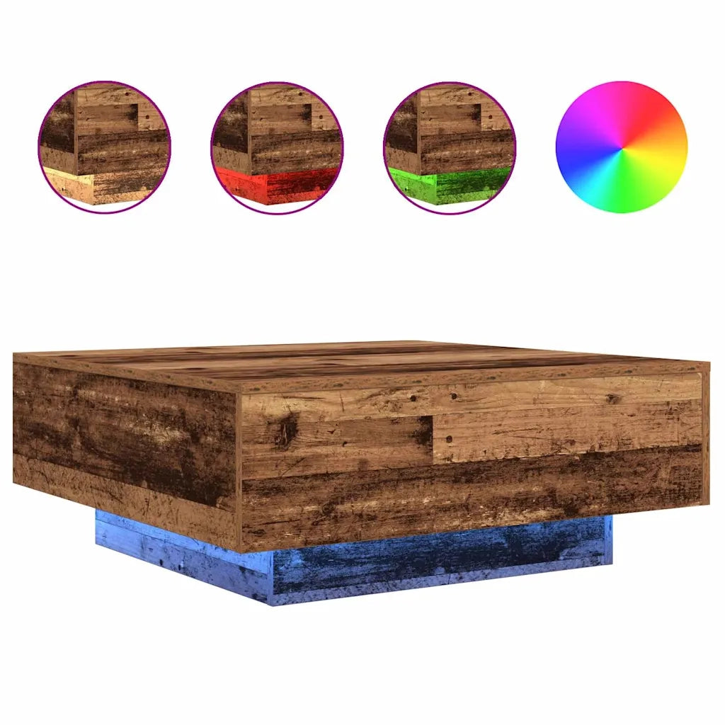Tavolino da salotto | Tavolino da caff¨¨ | Tavolino da Soggiorno Legno Vecchio e Blu 80 x 80 x 31 cm