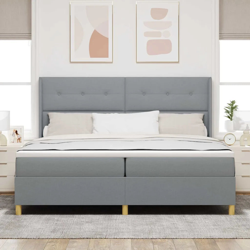 Letto a molle con testiera Grigio chiaro 200 x 200 cm Tessuto 3343714