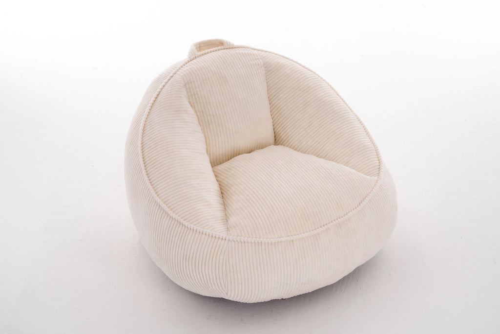 Pouf ergonomico con schienale e imbottitura in schiuma memory rivestimento in velluto a coste beige per relax