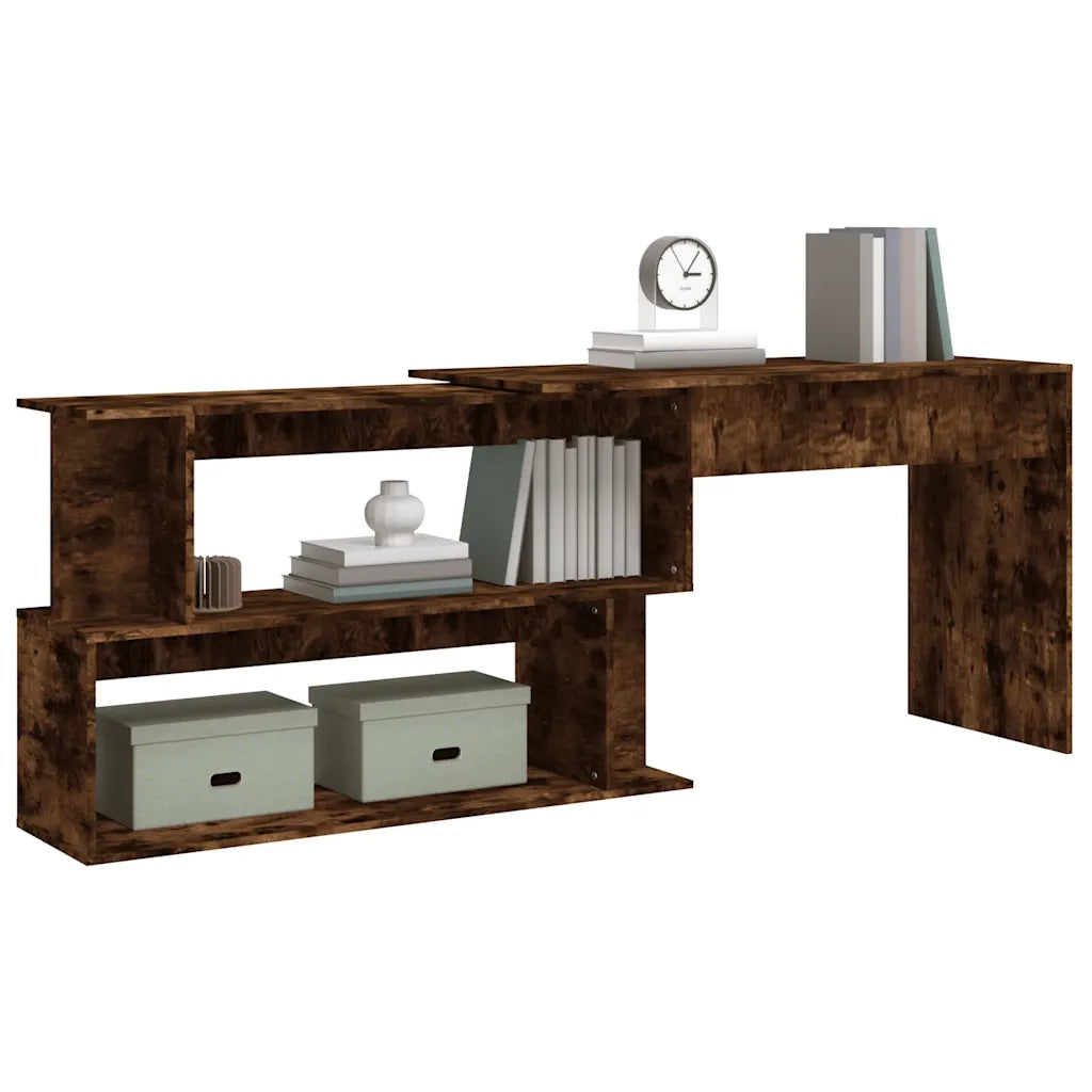 Scrivania Angolare Rovere Fumo 200x50x76cm in Legno Multistrato 815423