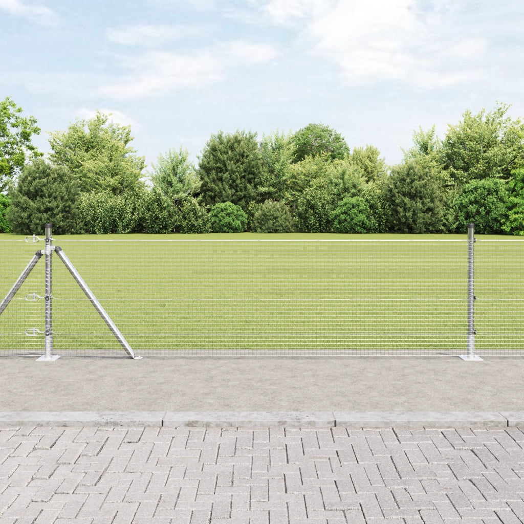 Recinzione in Rete Saldata con 13 Pali Flangiati 0.5x50 m in Acciaio Galvanizzato
