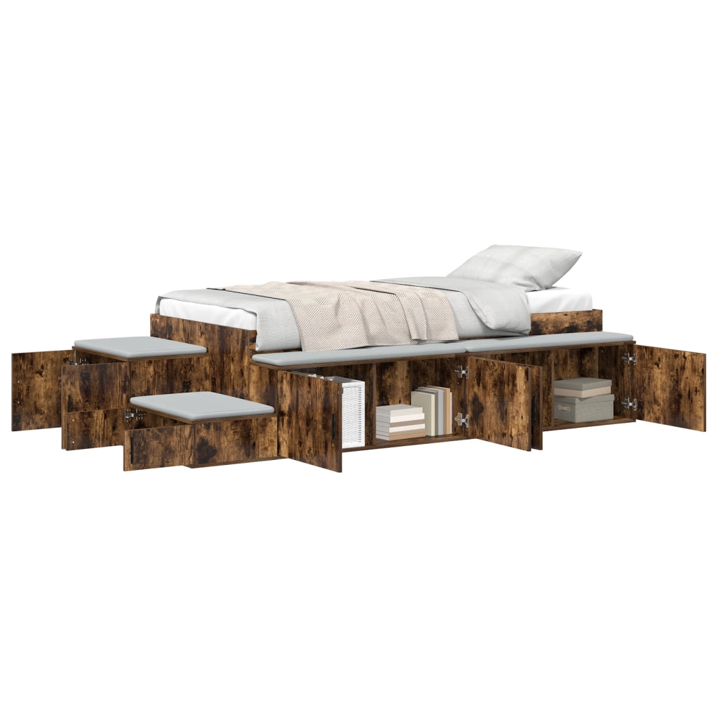 Struttura Letto di Stoccaggio Quercia Affumicata 90x190 cm