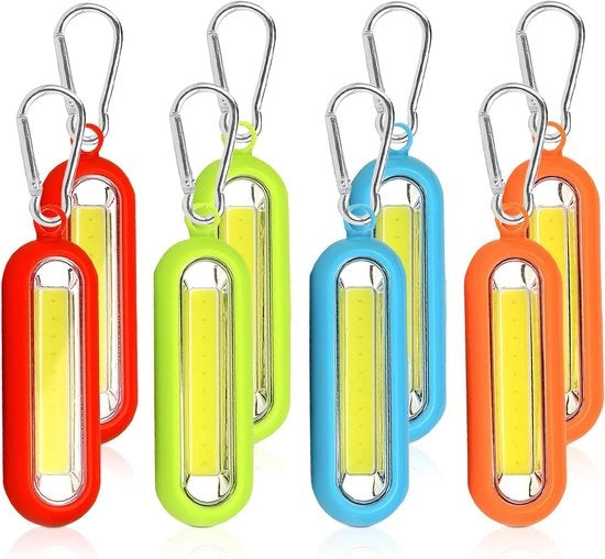 Lanterna a LED USB ricaricabile per escursionisti - 8 pezzi - luce di sicurezza con torcia - alpinisti e cani con chiave.