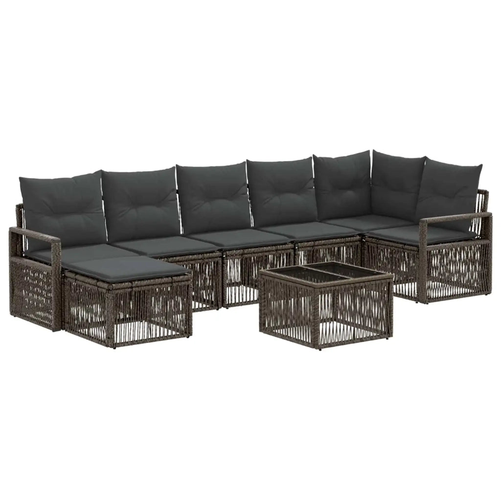 Set Divano da Giardino 8 pcs Grigio polyrattan