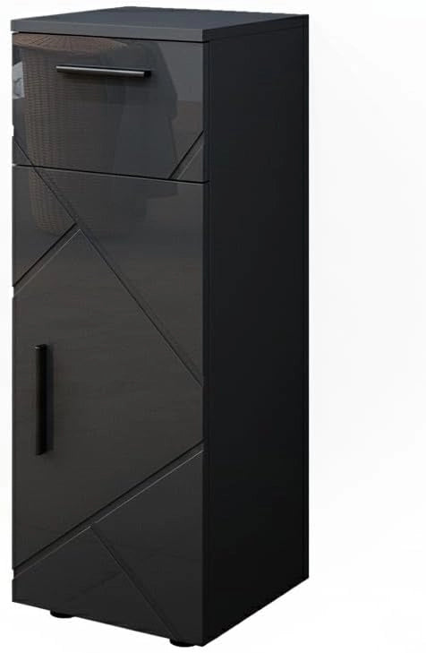 Mobiletto bagno Irma, Antracite lucido, 30 x 81 cm, per la conservazione in bagno, abbinabile alla serie Irma