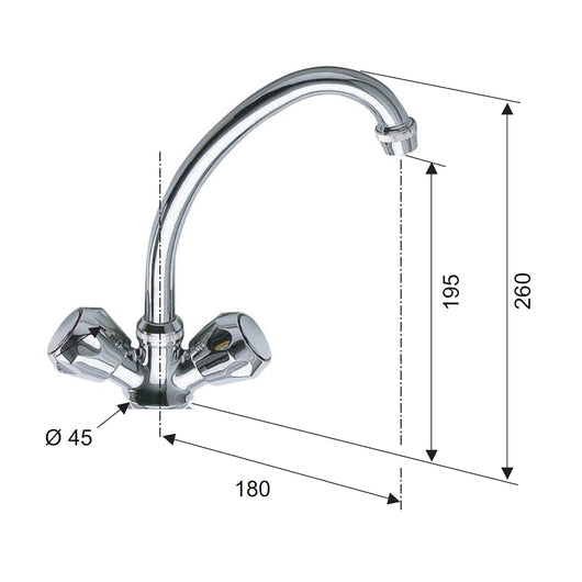 Rubinetto lavello con canna girevole - serie 1000-2000