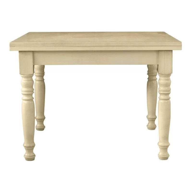 Tavolo allungabile a libro legno shabby avorio anticato 80x80x78 - Mobili 2G