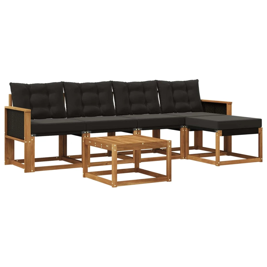 Set di divani da esterno 6 pz Naturale e Nero 3381896
