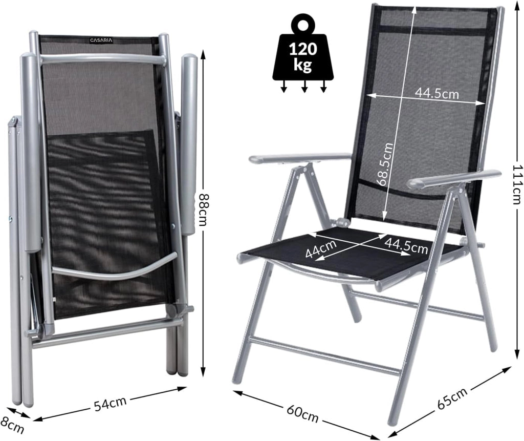 Tavolo e Sedie da Giardino Alluminio Bern 9 pz Schienale Regolabile Set da Pranzo Esterno
