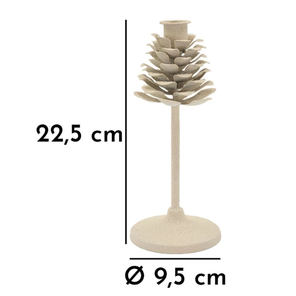 Portacandela VKH745, Beige, Metallo, 9,5x9,5x22,5 cm