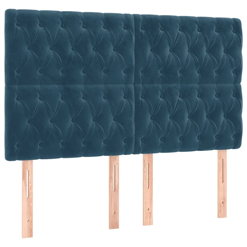 Giroletto a Molle con Materasso Blu Scuro 140x190 cm in Velluto