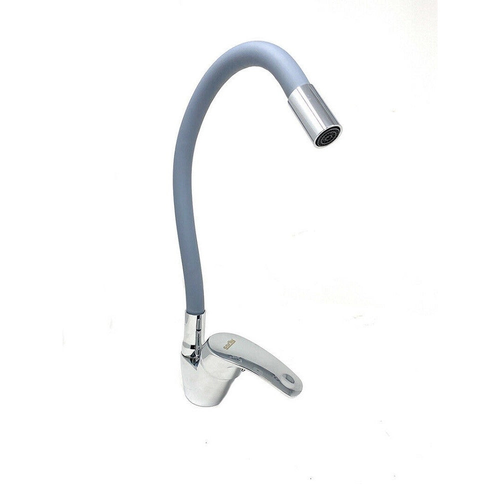 Trade Shop - Rubinetto Cucina Canna Alta Silicone Miscelatore Lavello Orientabile 69369 Grigio -