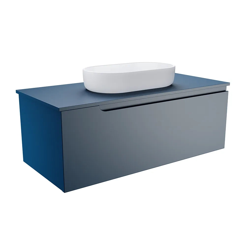Mobile bagno sospeso 60 cm un cassetto blu zaffiro opaco con top | Ardenne