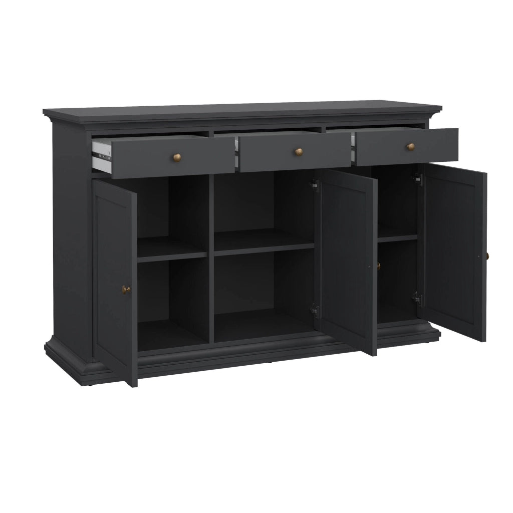 Credenza Asola, Buffet da soggiorno, Madia da salotto, Dispensa da cucina, 144x46 h92 cm, Grigio