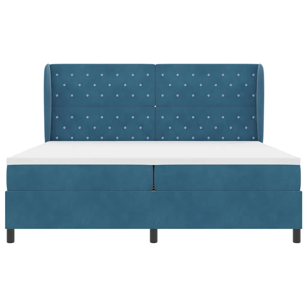 Letto a molle con materasso Blu Scuro 200 x 200 cm Velluto 3340896