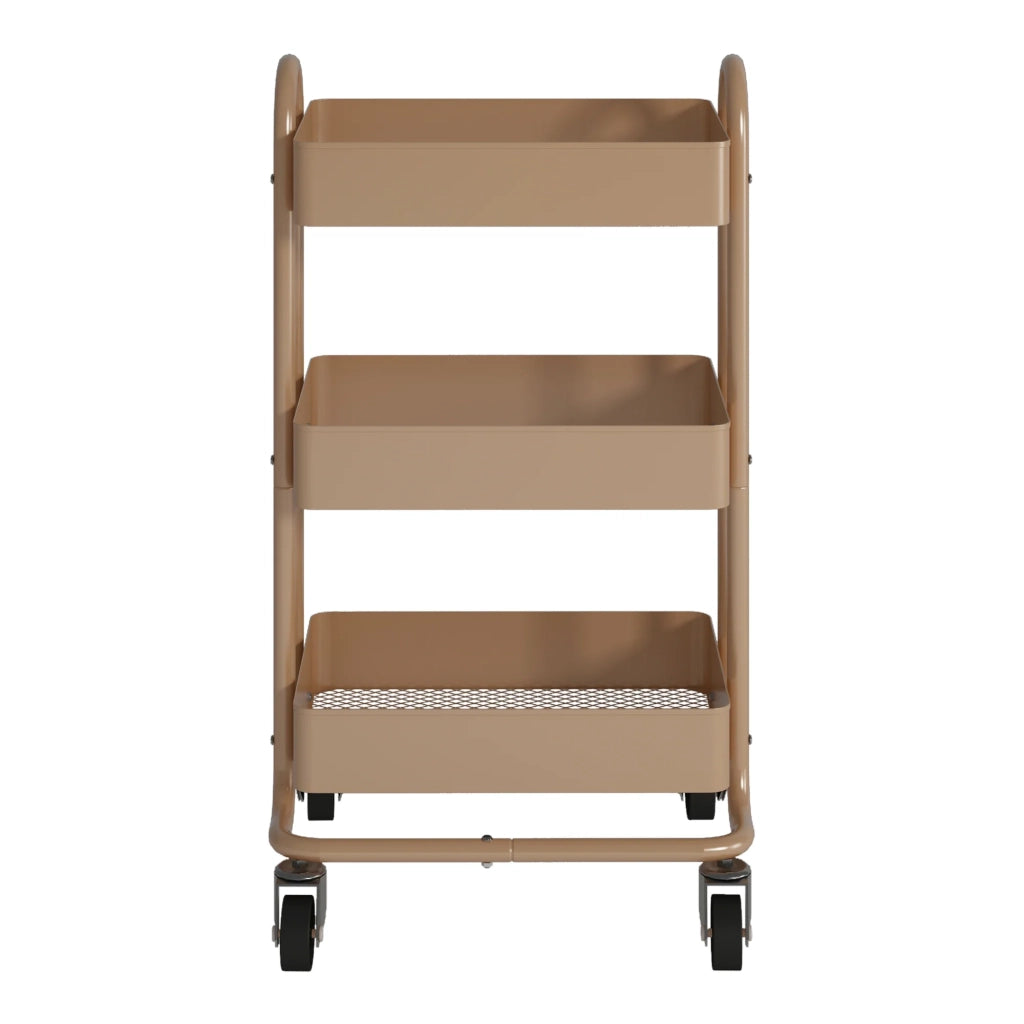 Carrello di servizio mobile contenitore per cucina/soggiorno con 3 cestelli acciaio 79 x 46 x 35 cm marrone chiaro 03_0009229