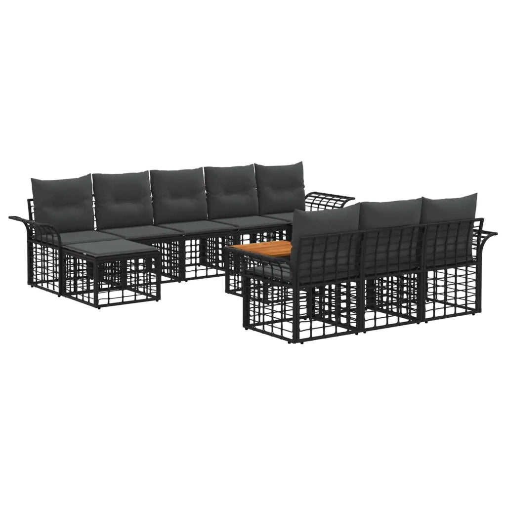 Set di divani da esterno 11 pcs Nero e Grigio scuro Poliestere 3437779