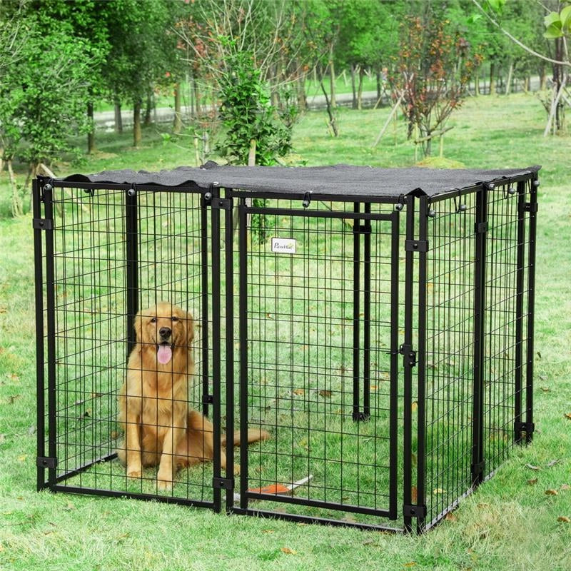 RECINTO PER CANI PIEGHEVOLE CON COPERTURA CON PORTA BLOCCABILE 141X141X113CM