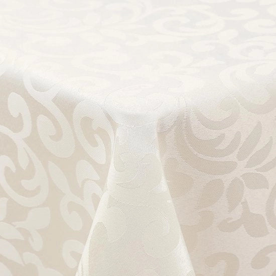 Tavolo Coprente Risciacquabile Quadrato 130x200cm Coprente Tavolo Poliestere Coprente Tavolo a Tessitura Jacquard Tavolo con Ornamenti Facile da Pulire, Repellente alla Sporcizia, Beige