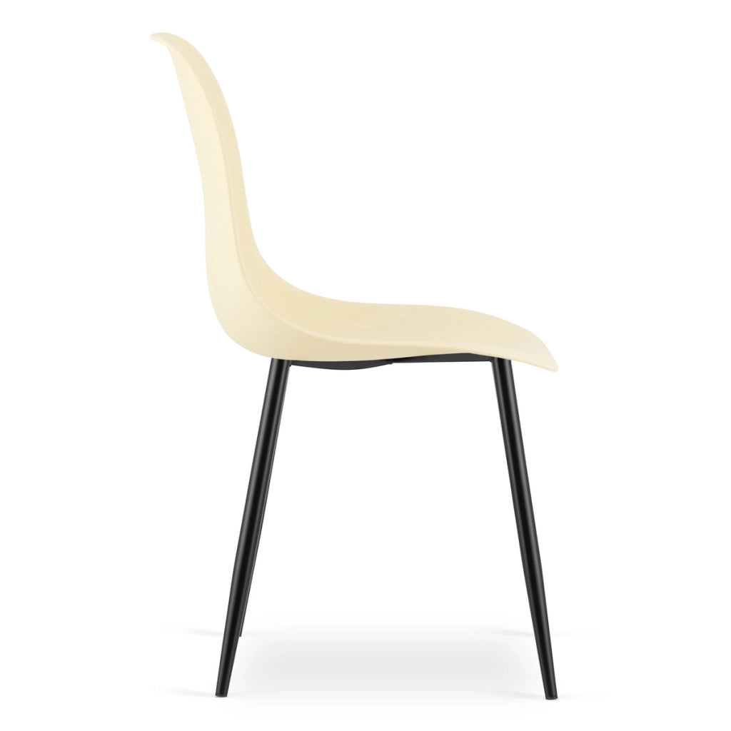 Set di 3 sedie Wat scandinave color crema con gambe nere