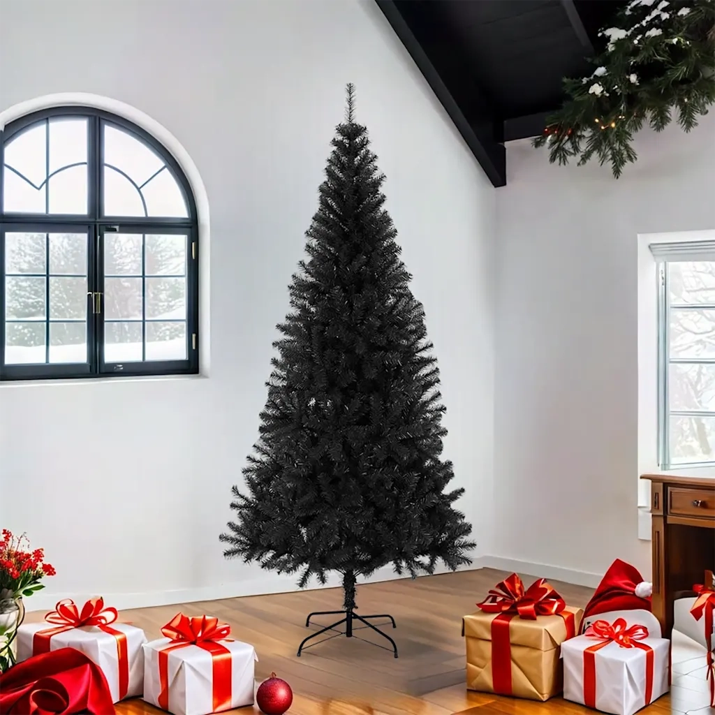 Albero di Natale Artificiale con Supporto Nero 180 cm PVC