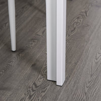 Set da Pranzo Tavolo con Piano in Vetro e 4 Sedie in Metallo e Similpelle  Bianco