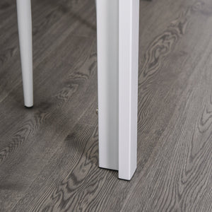 Set da Pranzo Tavolo con Piano in Vetro e 4 Sedie in Metallo e Similpelle  Bianco