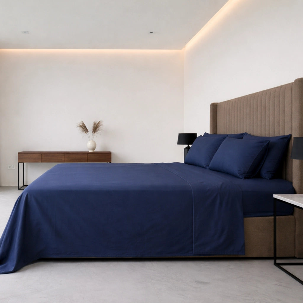 Sarisa, set Completo Letto Matrimoniale in Policotone, blu