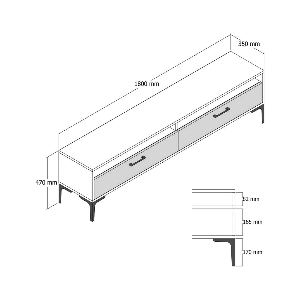 Mobile porta TV Angiari, Credenza da soggiorno, Armadio basso per TV, Base parete attrezzata, 47x35h180 cm, Noce e Bianco
