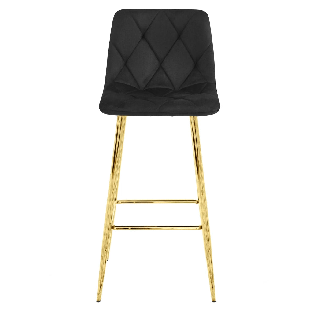 Sgabello Valora KODA in velluto nero con gambe dorate, design moderno x3
