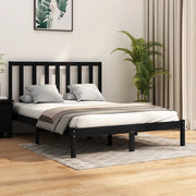 Giroletto-Struttura Letto Nero in Legno Massello di Pino 140x190 cm 158009