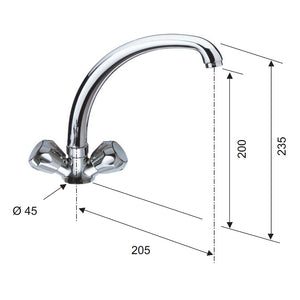 Rubinetto lavello con canna girevole fusa - serie 1000-2000