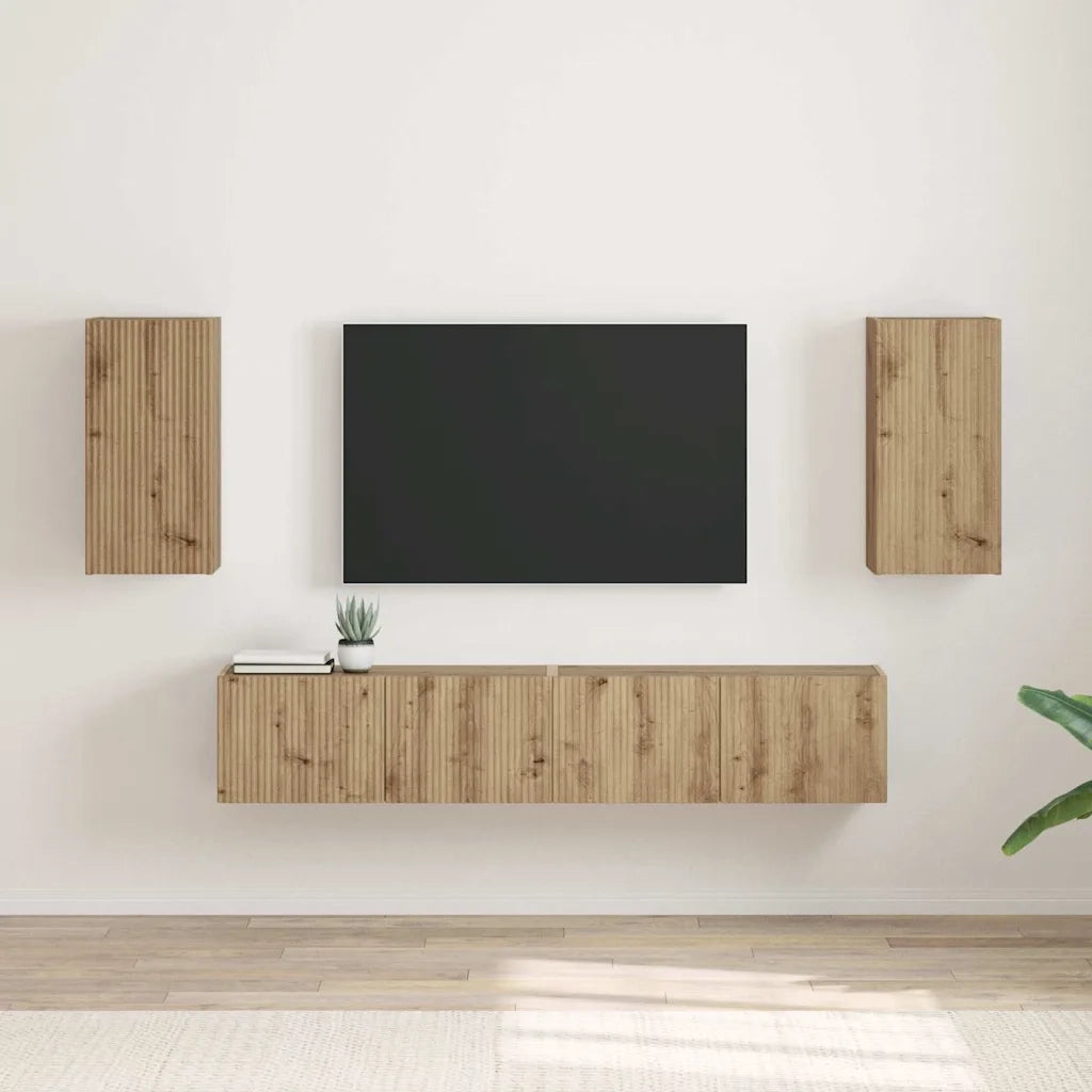 Mobile TV da parete 2 pz-Set di 2 Mobile TV a Muro-Credenza TV Rovere Artigianale 30 x 31 x 60 cm