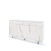 Credenza 3 ante/3 cassetti VELBRUK bianco pietra/marmo calacatta