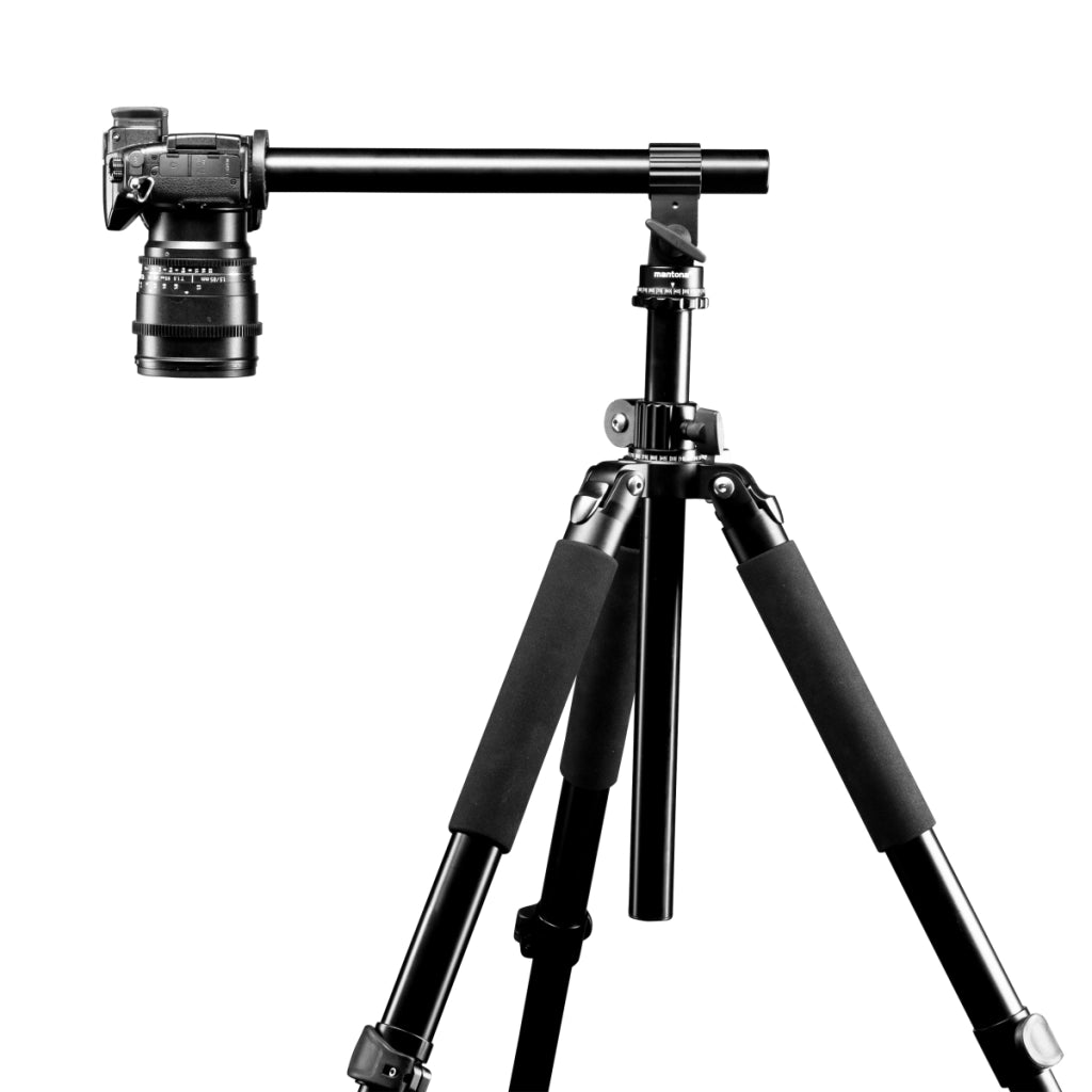 Mantona Basic Scout Max Set Treppiede fotografico, treppiede per fotocamera fino a 160 cm + braccio di estensione, testa a sfera colonna centrale reversibile