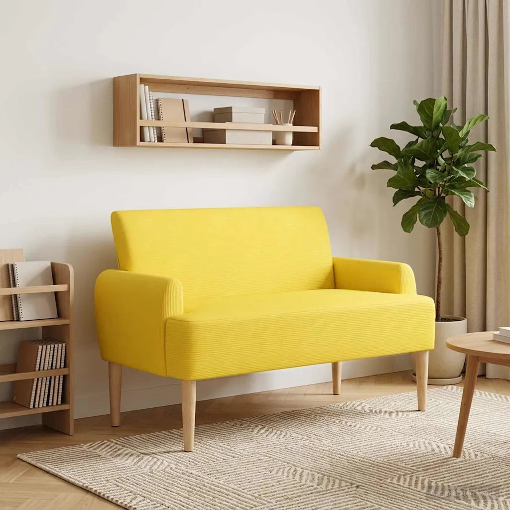 Loveseat con bottoni imbottiti Giallo Chiaro 116 x 67 x 81 cm 42041794