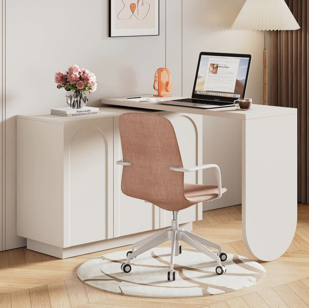 Scrivania girevole 110x40x75 cm multifunzione in MDF bianco
