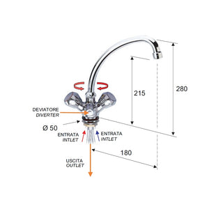 Rubinetto lavello con deviatore lavastoviglie - serie 1000-2000